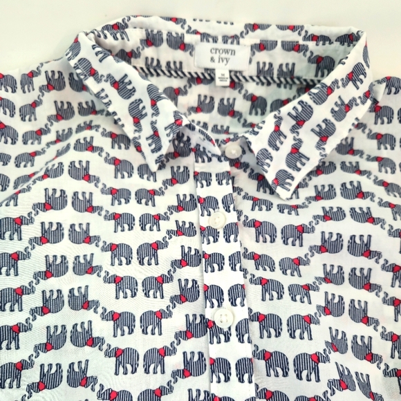 crown & ivy Tops - Crown & Ivy Elephant Print Button-Up Shirt